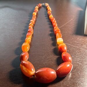 Vintage Butterscotch Amber Large Beaded Necklace.